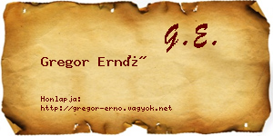Gregor Ernő névjegykártya